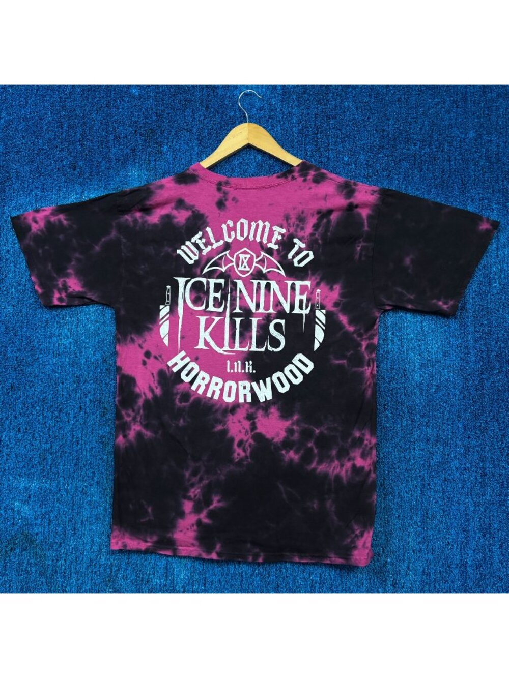 Ice Nine Kills Horrowood Rock Pink/Black Tie-Dye T-Shirt Size Large